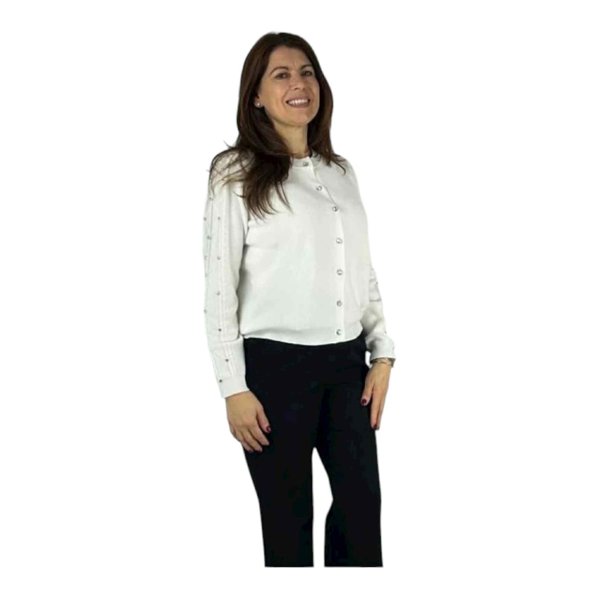 MAGLIONE CARDIGAN DONNA DIANA GALLESI M267J005000N 11 BIANCO ORIGINALE AI 2026