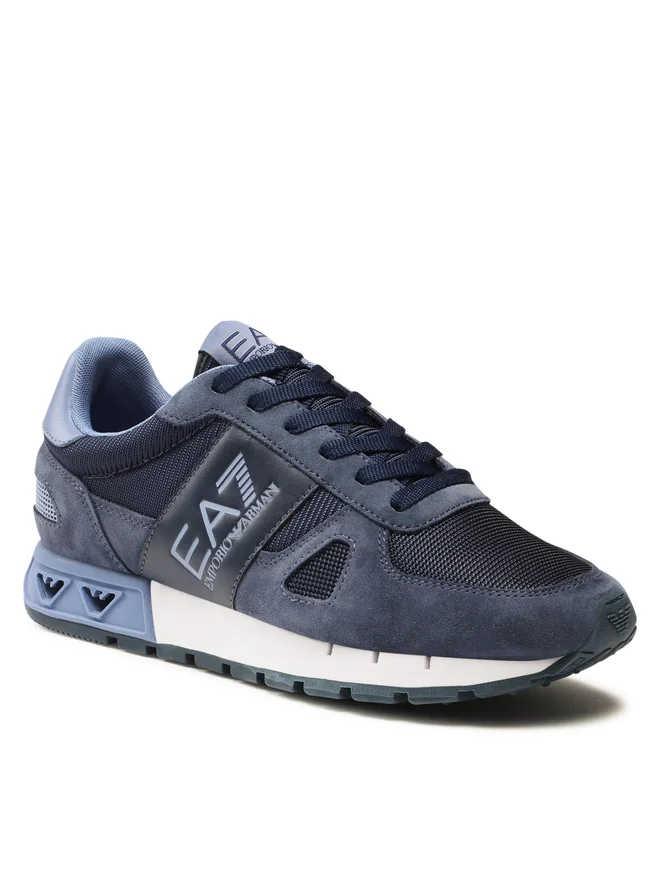 SCARPE SNEAKERS UOMO EA7 EMPORIO ARMANI X8X151 XK354 PELLE BLU ORIGINALE AI