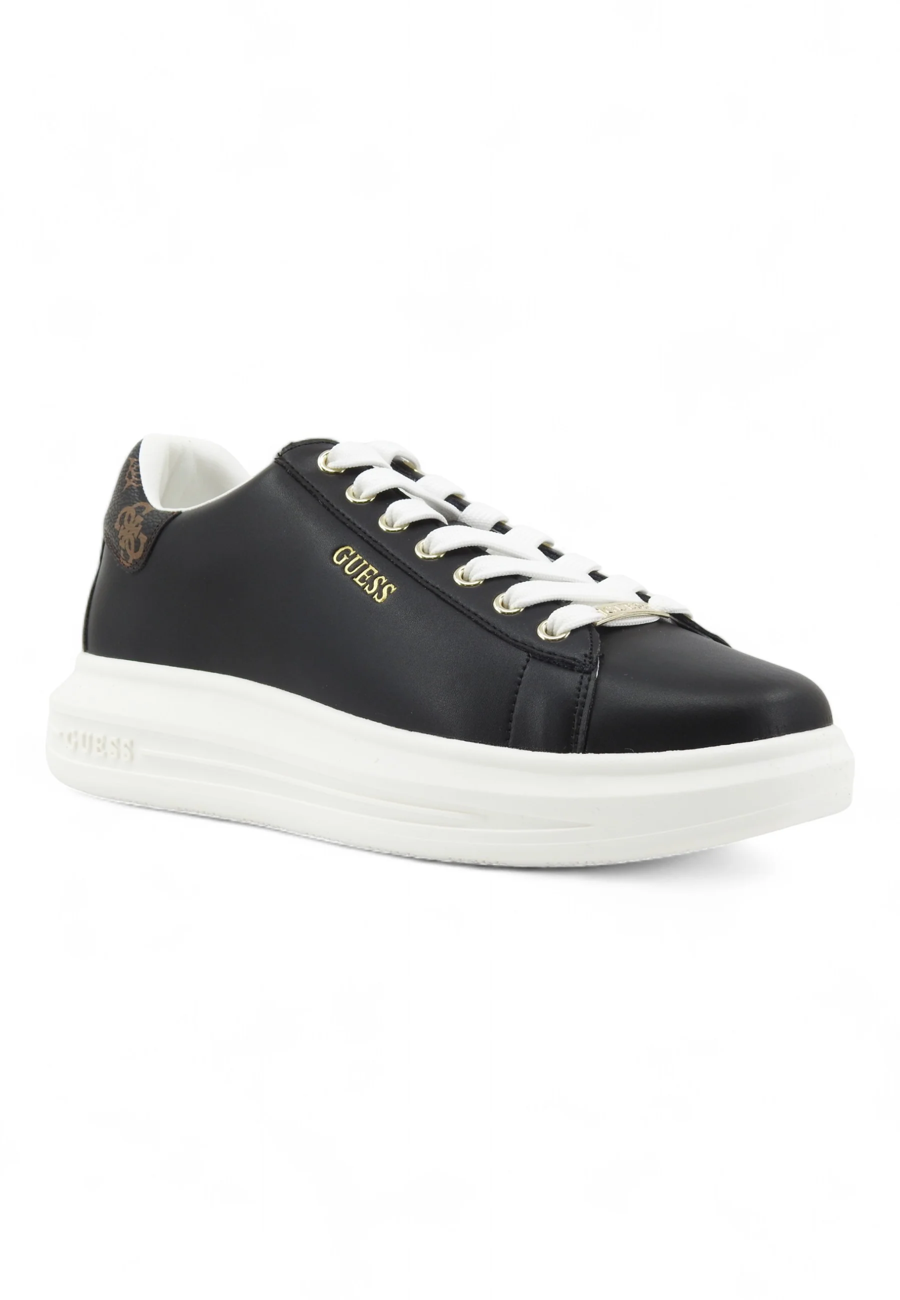 SCARPE SNEAKERS DONNA GUESS FL8VIBLEA12 PELLE NERO ORIGINALE