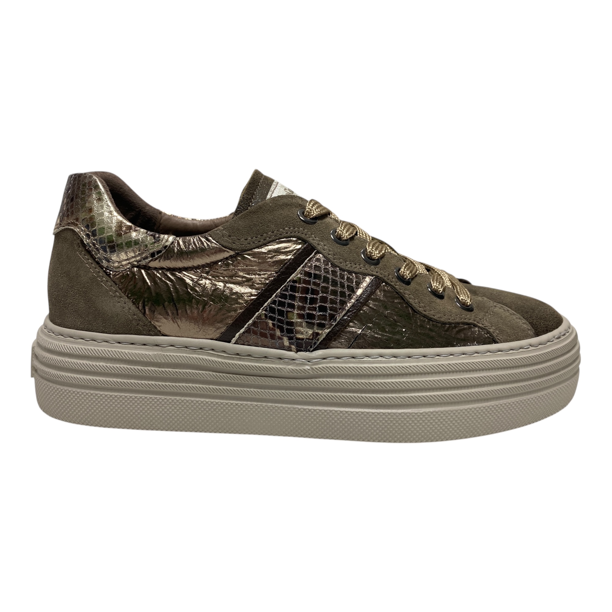 SCARPE SNEAKERS DONNA NERO GIARDINI I117002D PELLE 510 VERDE ORIGINALE AI 2025