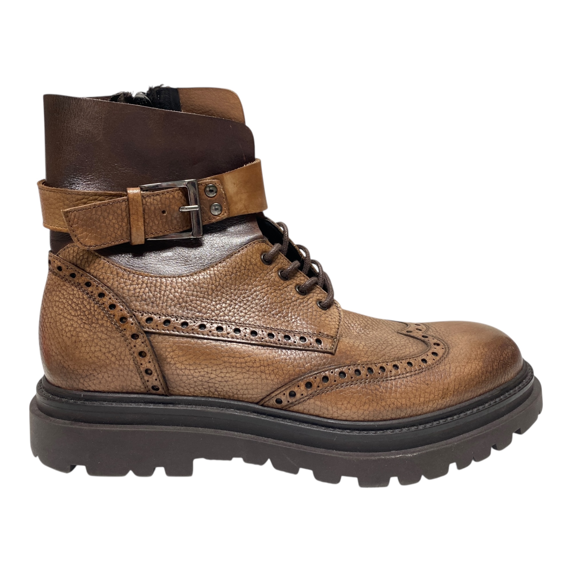 SCARPE SCARPONI STIVALETTI UOMO BRECOS 11629 PELLE MARRONE ORIGINALE AI