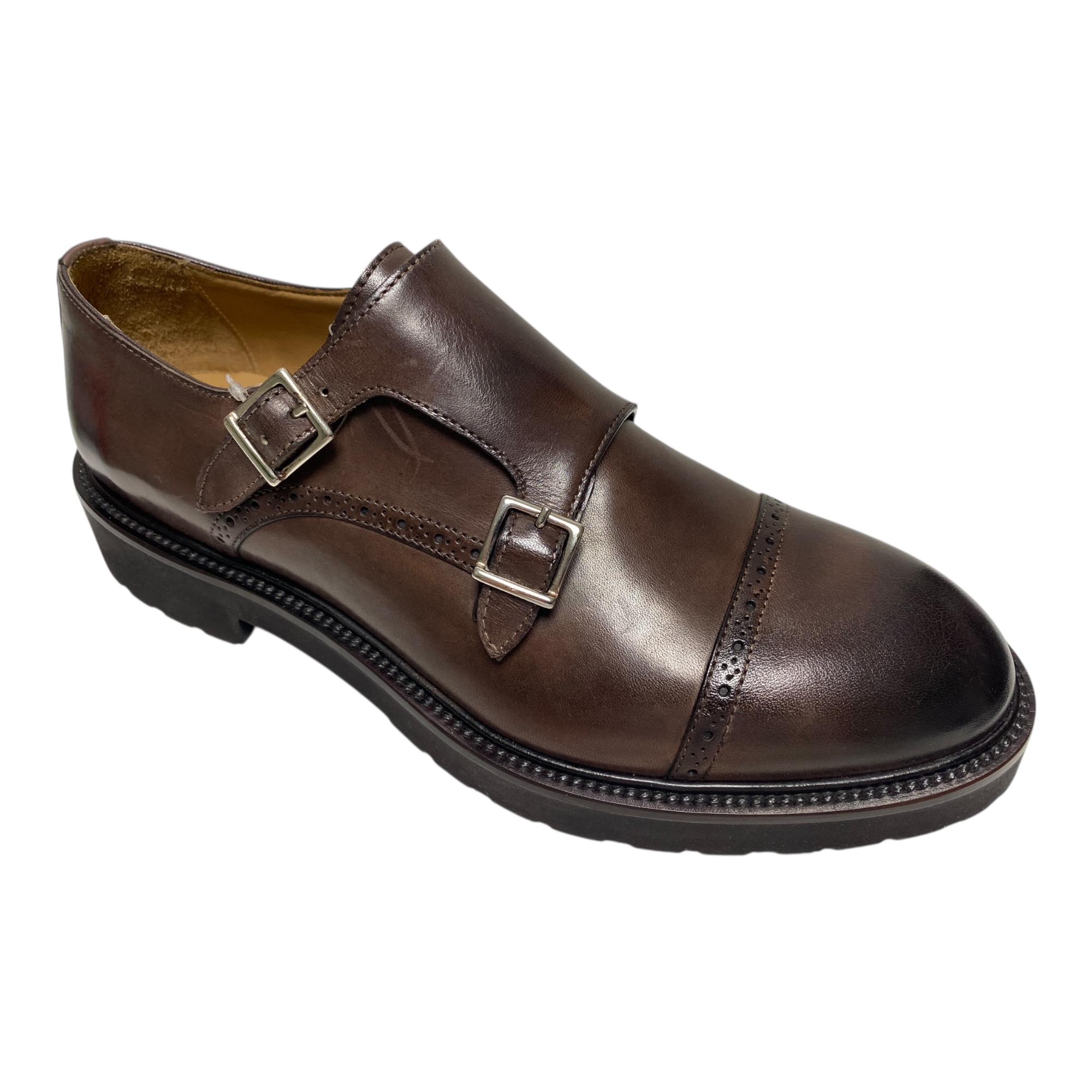 SCARPE DERBY CASUAL UOMO BRECOS 12586 PELLE MORO ORIGINALE AI