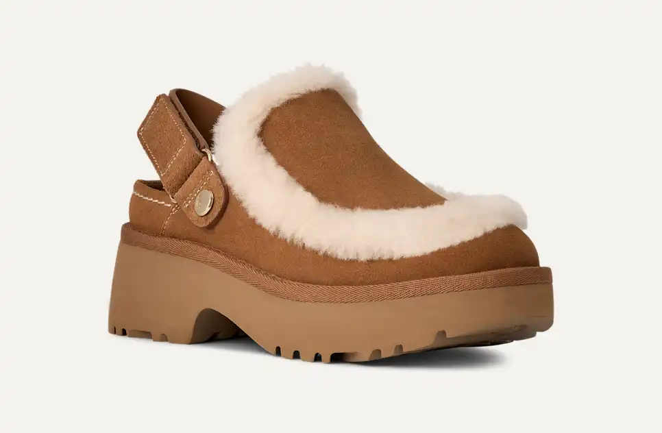 SCARPE SANDALO SABOT DONNA UGG ESMEE CLOG 1173331 PELLE MARRONE ORIGINAL AI 2026
