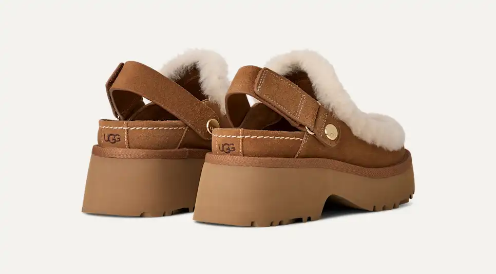 SCARPE SANDALO SABOT DONNA UGG ESMEE CLOG 1173331 PELLE MARRONE ORIGINAL AI 2026