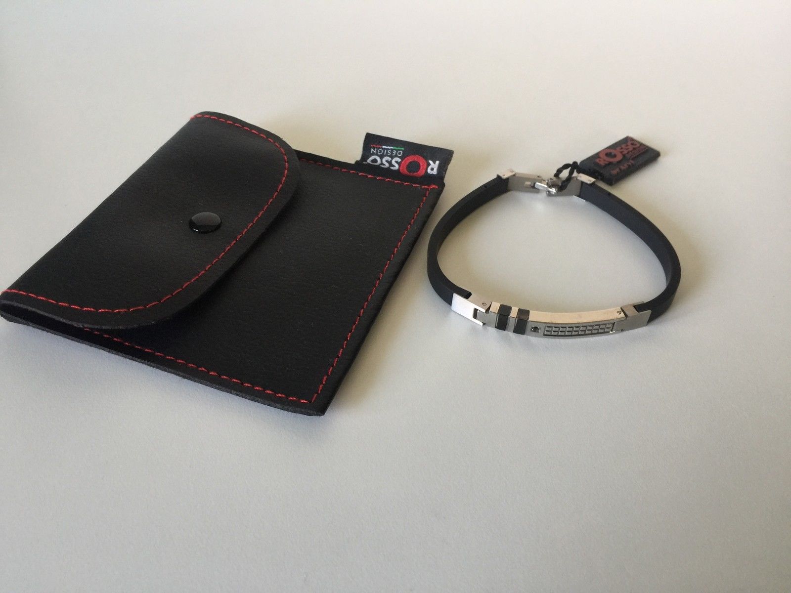 BRACCIALE UOMO ROSSO DESIGN by ARVI ORIGINAL R236 ACCIAIO BRACELET MAN STEEL NEW