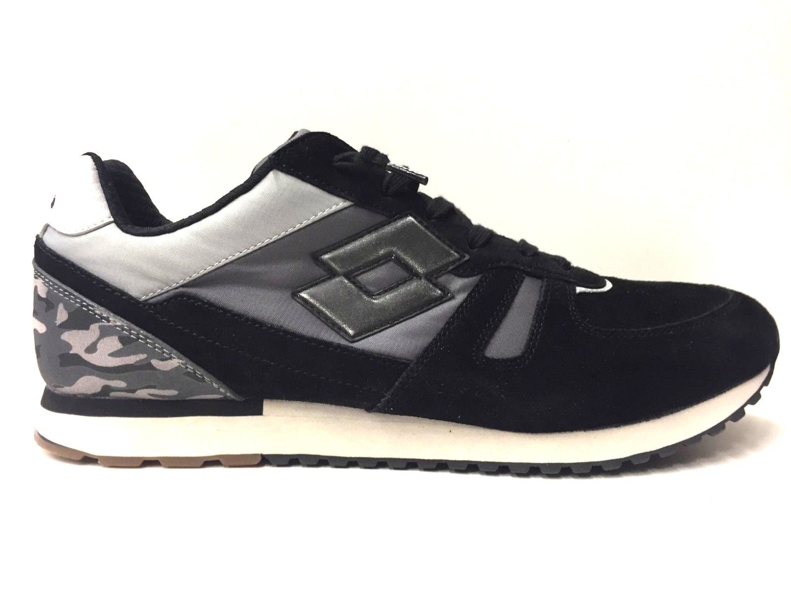 SCARPE SNEAKERS UOMO LOTTO LEGGENDA TOKYO T0837 BLACK CAMOUFLAGE GREY PELLE AI