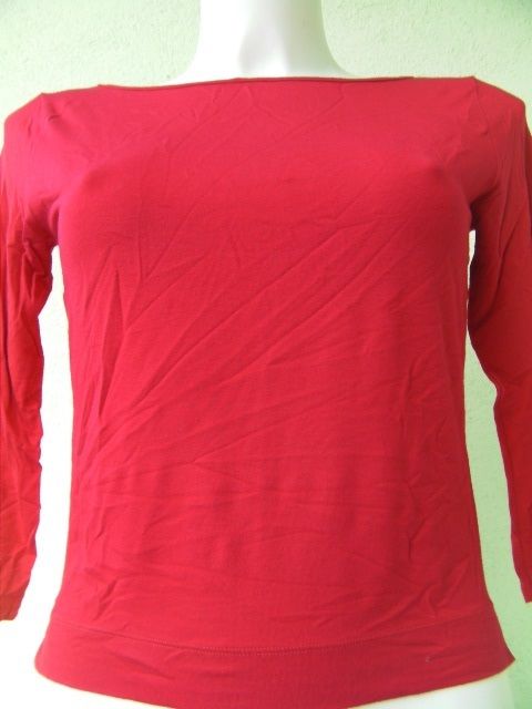 MAGLIA DONNA SISLEY ORIGINALE ROSSO SHIRT WOMAN RED MAGLIETTA MANICA 3/4 USATO