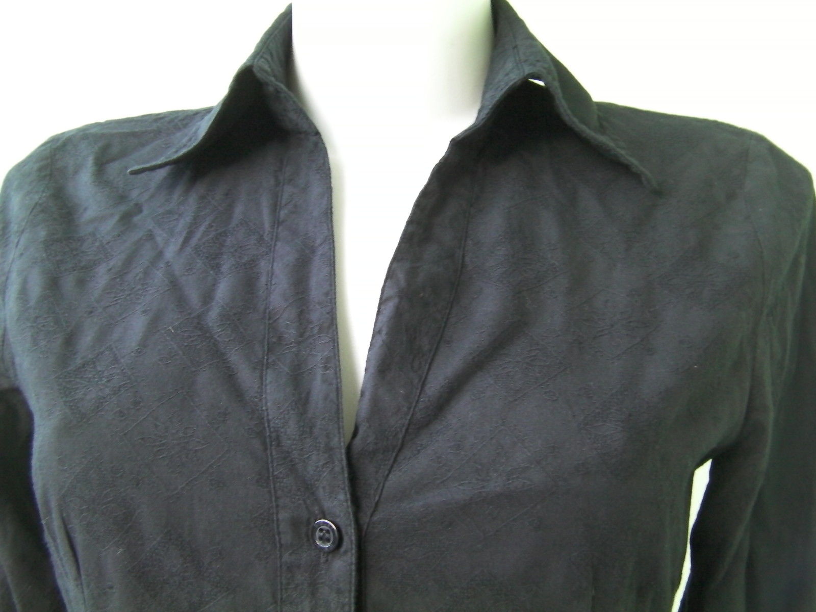 CAMICIA DONNA SISLEY ORIGINALE S NERO COTONE SHIRT WOMAN BLACK CAMICETTA USATO