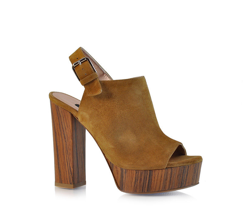 SCARPE SANDALO TACCO ZEPPA DONNA ALBANO 1527 PELLE CUOIO ORIGINALE PE NUOVO