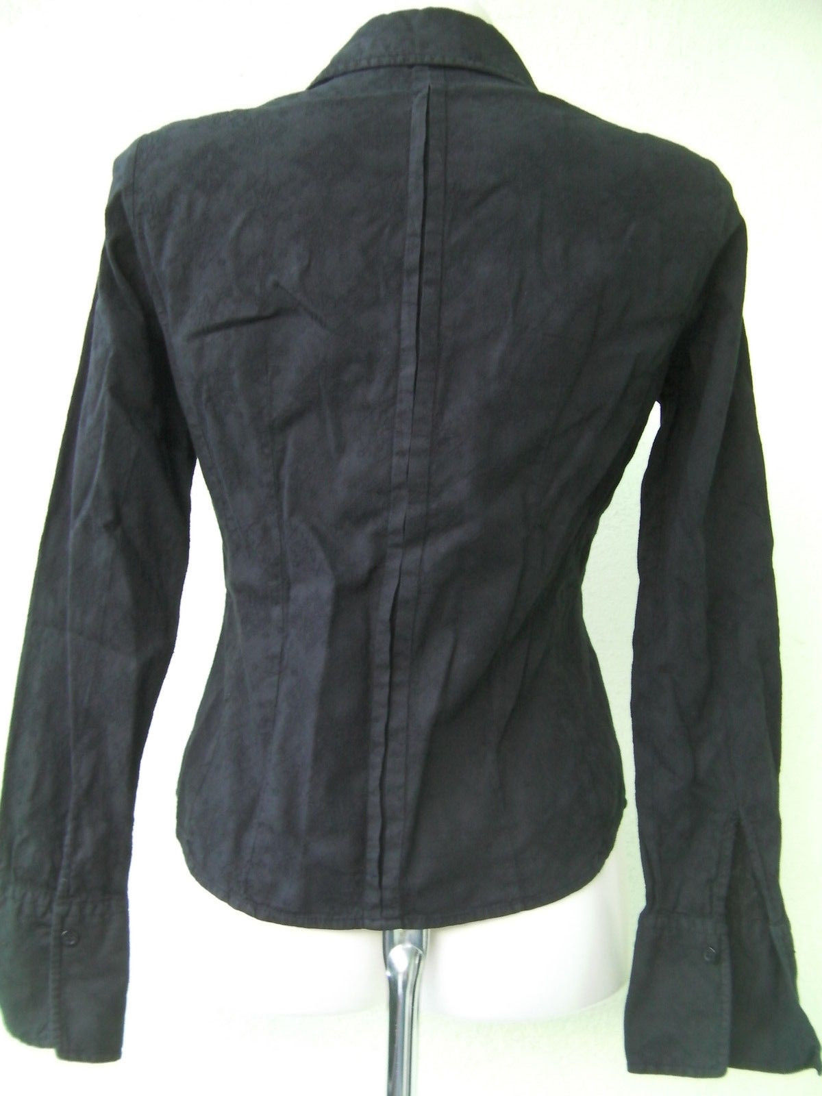 CAMICIA DONNA SISLEY ORIGINALE S NERO COTONE SHIRT WOMAN BLACK CAMICETTA USATO