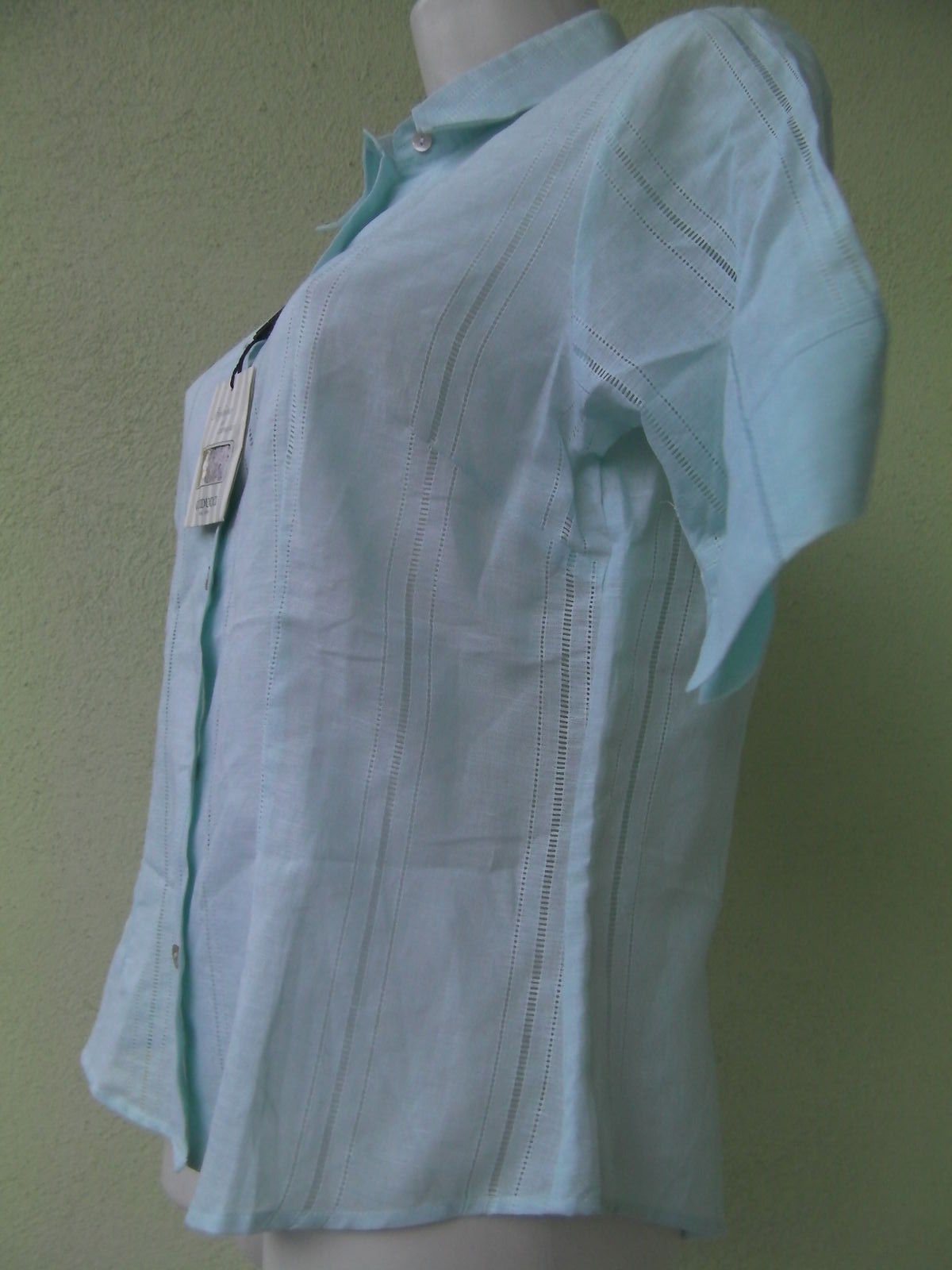 CAMICIA DONNA GUIDUCCI ORIGINAL 46 CELESTE COTONE LINO SHIRT WOMAN LEGGERA NUOVO