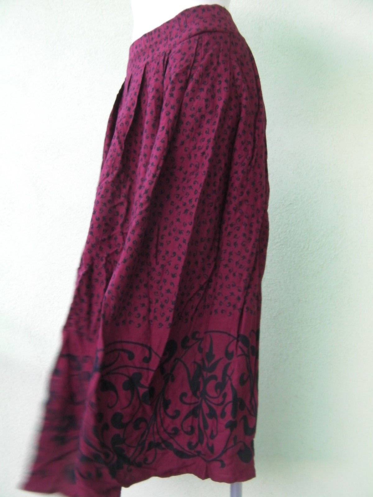 GONNA DONNA ORIGINAL 100% VISCOSA ROSSO NERO SKIRT WOMAN AMPIA FANTASIA USATO