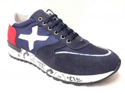 SCARPE SNEAKERS UOMO ALBERTO D ARAGONA 115 PELLE BLU ORIGINA