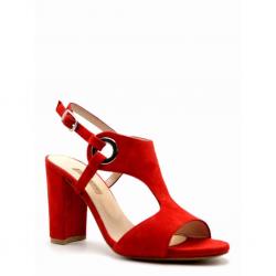 SCARPE SANDALI DECOLTE TACCO DONNA ALBANO 2096 RED ROSSO PEL