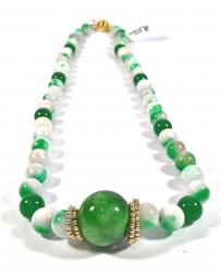COLLIER COLLANA RIVIELLO ORIGINAL SFERE QUARZO VERDE GIADA L