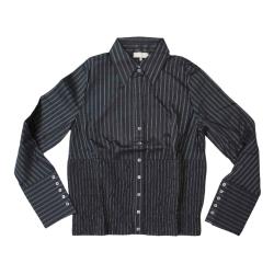 CAMICIA DONNA MARELLA ESSENTIALS RIGATO NERO GRIGIO MANICHE 