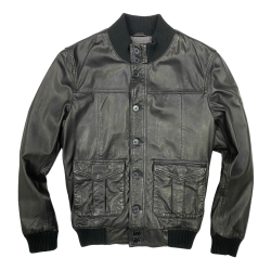 GIUBBINO GIUBBOTTO UOMO ROY ROGERS JACKET POLO PELLE NERO OR