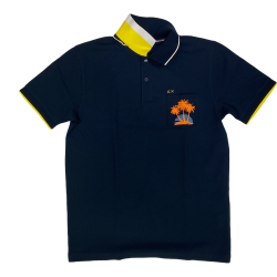 MAGLIA POLO T SHIRT UOMO SUN68 SUN 68 A19123 COTONE BLU ORIG