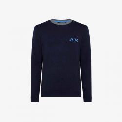MAGLIA MAGLIONE MAGLIE UOMO SUN68 ROUND BIG K41112 LANA BLU 