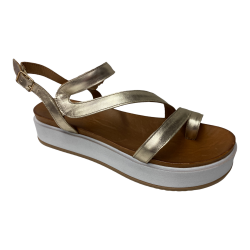 SCARPE SANDALI SANDALO DONNA INUOVO 7156 PELLE ORO ORIGINALE