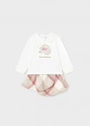 SET COMPLETO MAGLIA GONNA BIMBA MAYORAL 2965 COTONE BIANCO O