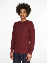 MAGLIA MAGLIONE UOMO TOMMY HILFIGER MW0MW28111 COTONE BORDO 