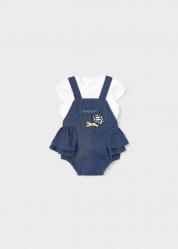 COMPLETO T SHIRT SALOPETTE NEONATA MAYORAL 1693 COTONE BLU O