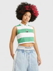 MAGLIA POLO T SHIRT DONNA TOMMY JEANS DW0DW15325 COTONE VERD