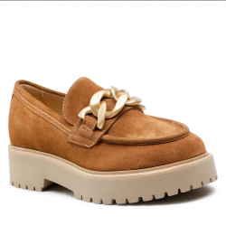 SCARPE MOCASSINO DONNA NERO GIARDINI I205110D PELLE 339 BEIG