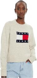 MAGLIA MAGLIONE DONNA TOMMY JEANS MELANGE DW0DW18681 BEIGE O