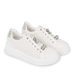 SCARPE SNEAKERS DONNA VALLEVERDE 35100A ECO PELLE BIANCO ORI