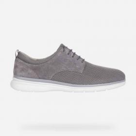 SCARPE SNEAKERS CASUAL UOMO GEOX SIRMIONE U15BTB 06K22 PELLE GRIGIO ORIGINALE PE
