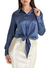 MAGLIA CAMICIA CAMICIE DONNA GUESS W3RH04WF520 BLU ORIG