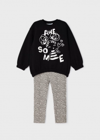 COMPLETO FELPA LEGGINGS BAMBINA MAYORAL 4791 COTONE BEI