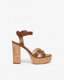 SCARPE SANDALI TACCO DONNA NERO GIARDINI E410350D PELLE