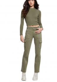 PANTALONE PANTALONI CARGO DONNA GUESS W4RB59W93CL VERDE