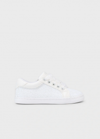 SCARPE SNEAKERS GLITTER BAMBINA MAYORAL 45620 45 BIANCO