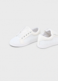 SCARPE SNEAKERS GLITTER BAMBINA MAYORAL 45620 45 BIANCO