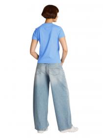 T SHIRT MAGLIA DONNA TOMMY JEANS DW0DW21338 COTONE CELESTE ORIGINALE PE 2025